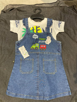 Happy Kids Baby Girls Dungaree Dress Set of 6 piece
