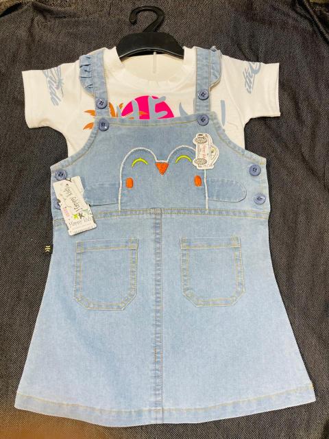 Baby Girls Animal Face Dungaree Dress Set of 6 piece