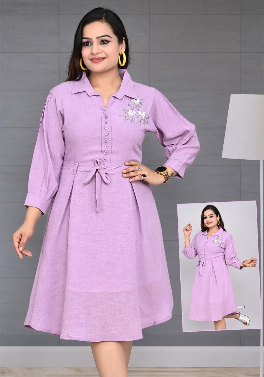 Women's Embroidered Collared Flared Dresses – Set of 6 Pieces