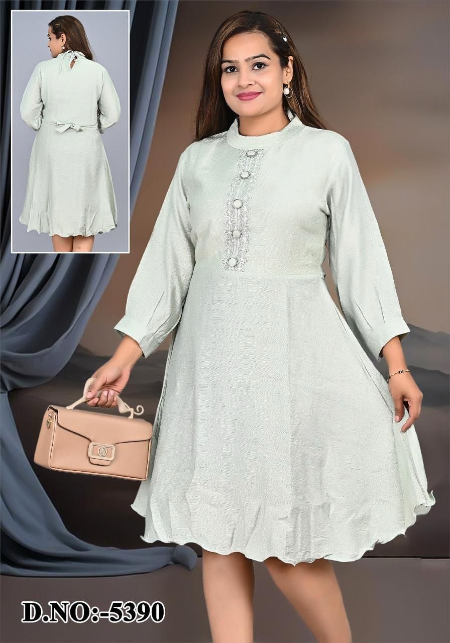 Embroidered Flared Tunic Dresses – Set of 6 Pieces