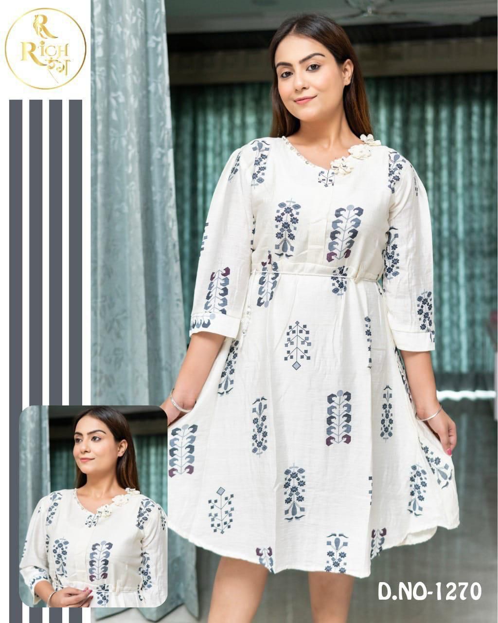 Printed A-Line Tunic Dresses – Set of 6 Pieces