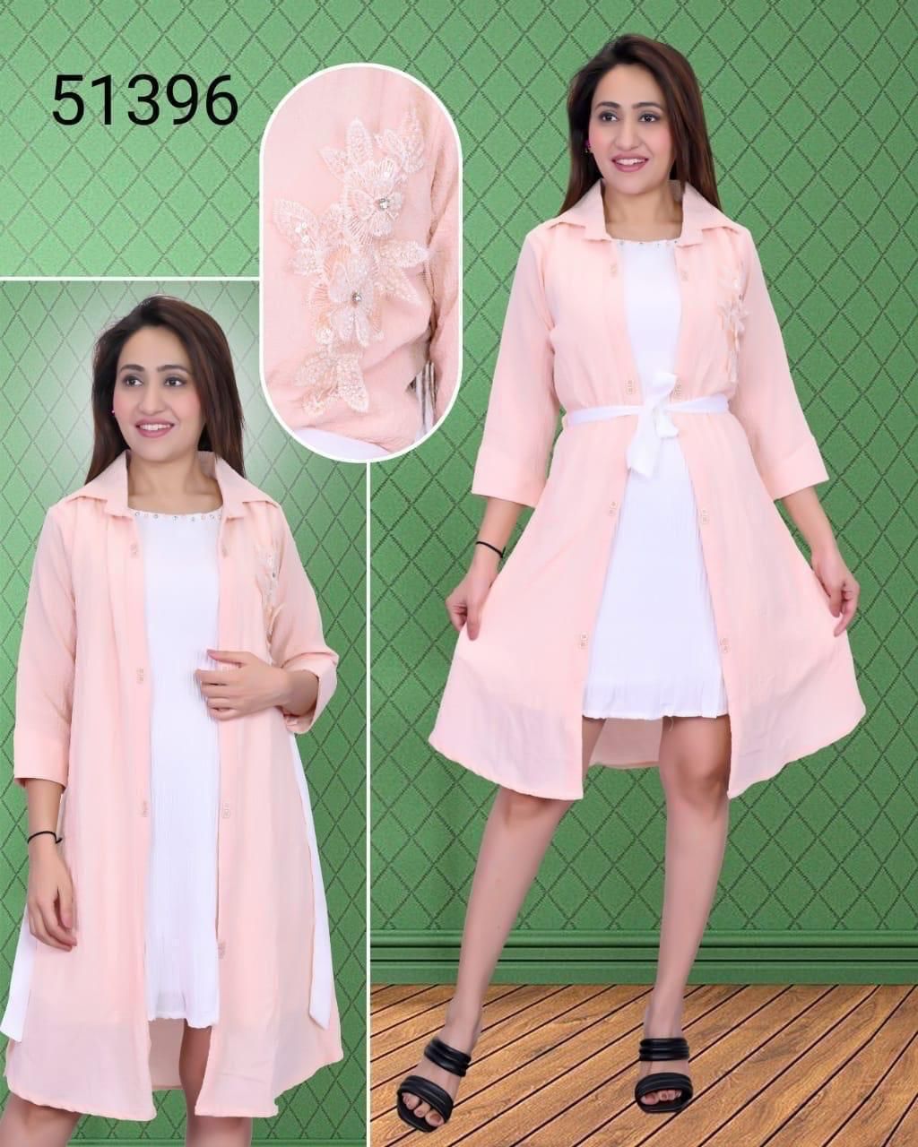 Women's Layered Dress with Embellished Floral Shrug Set of 6 piece