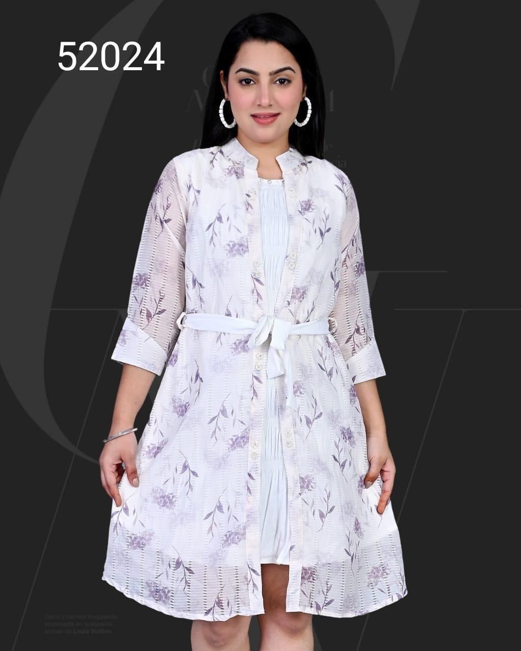 Women's Floral Print Shrug with Inner Dress Set of 6 piece