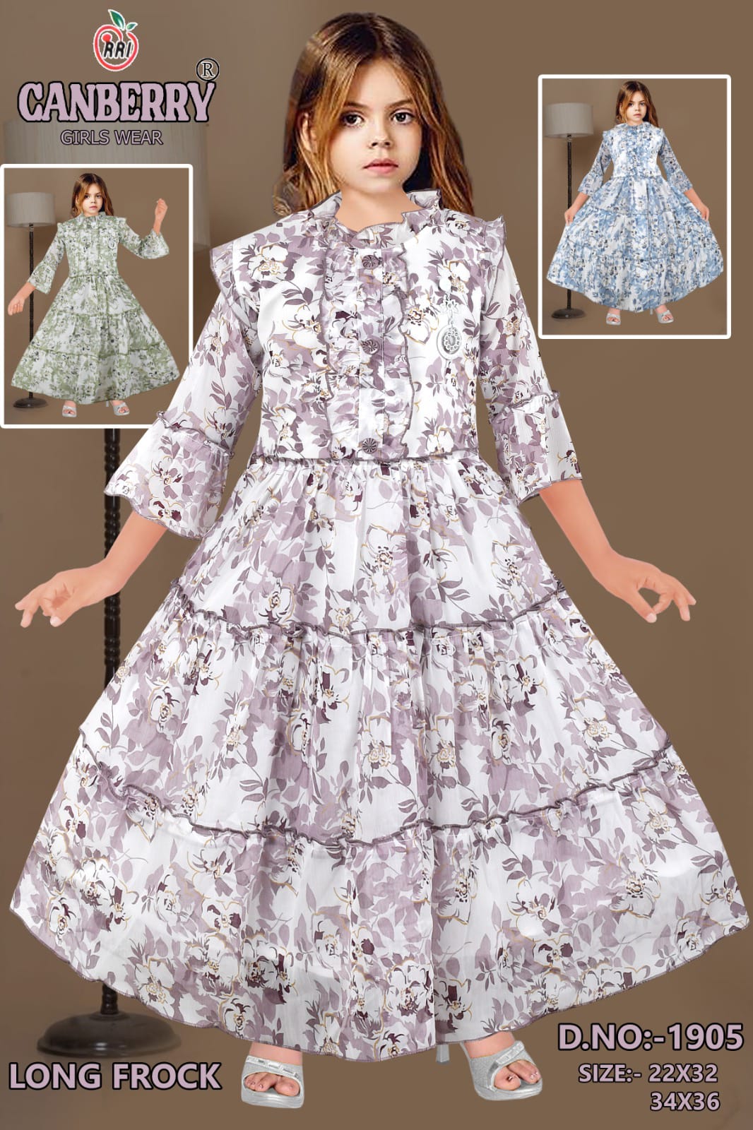 Floral Print Long Frock set of 6 pieces