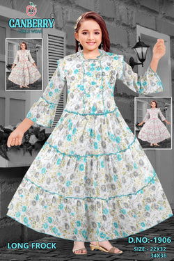 Long Floral Print Frock | Elegant Full-Length Party Dress set of 6 pieces