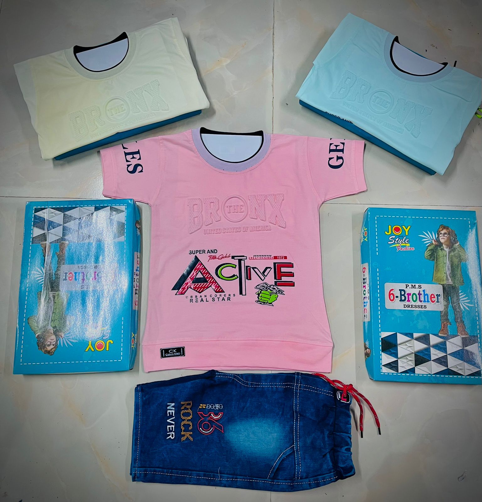 Kids T-Shirt & Denim Shorts Set of 6 pieces