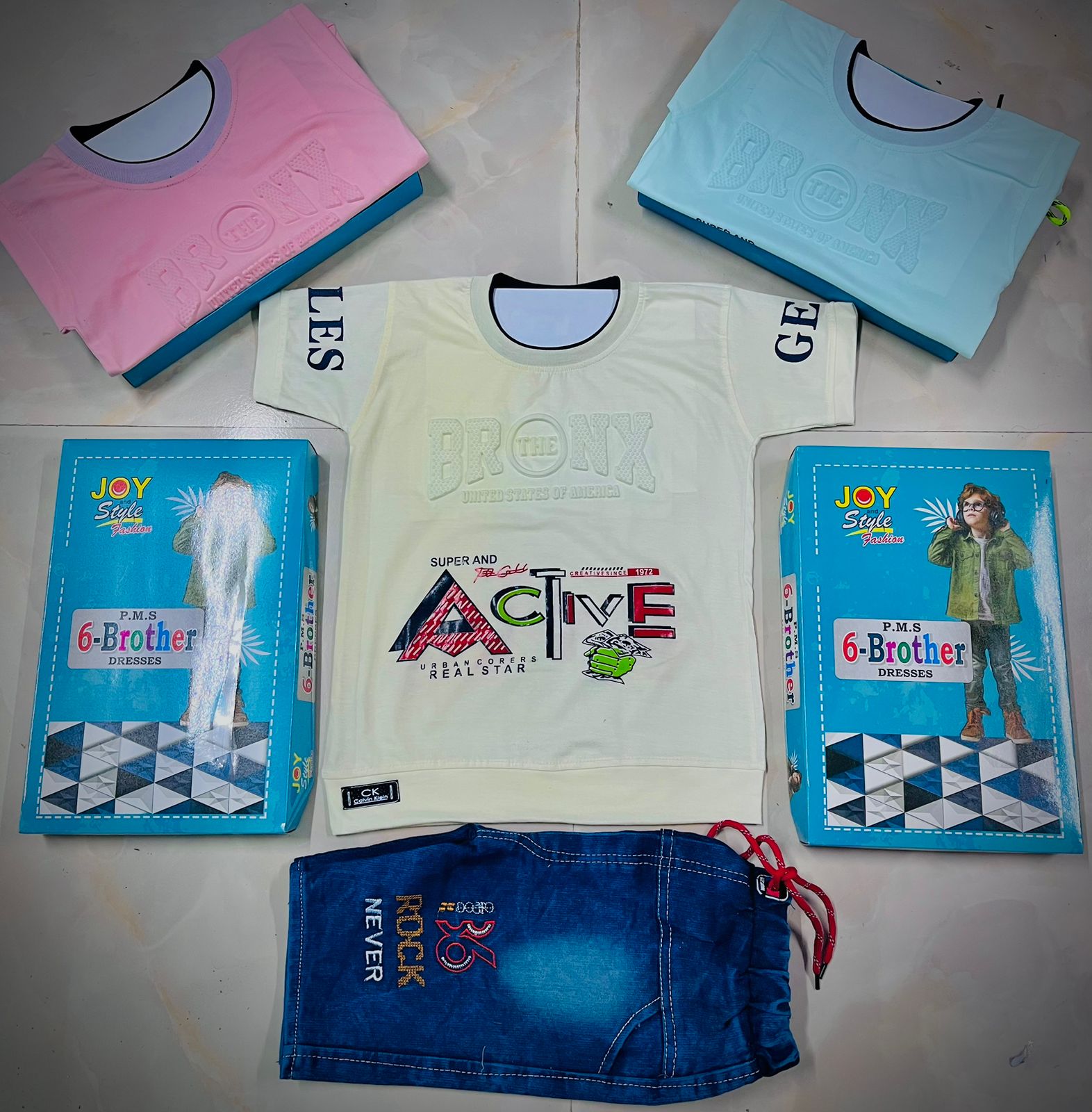 Kids T-Shirt & Denim Shorts Set of 6 pieces