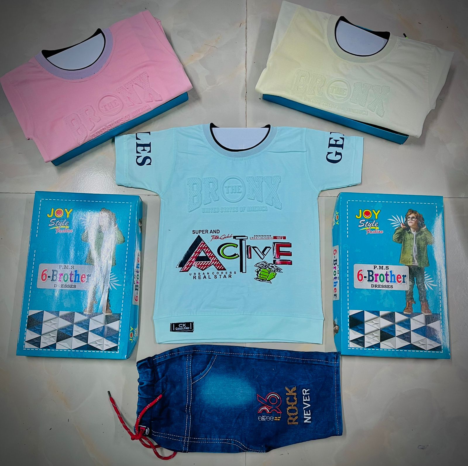 Kids T-Shirt & Denim Shorts Set of 6 pieces