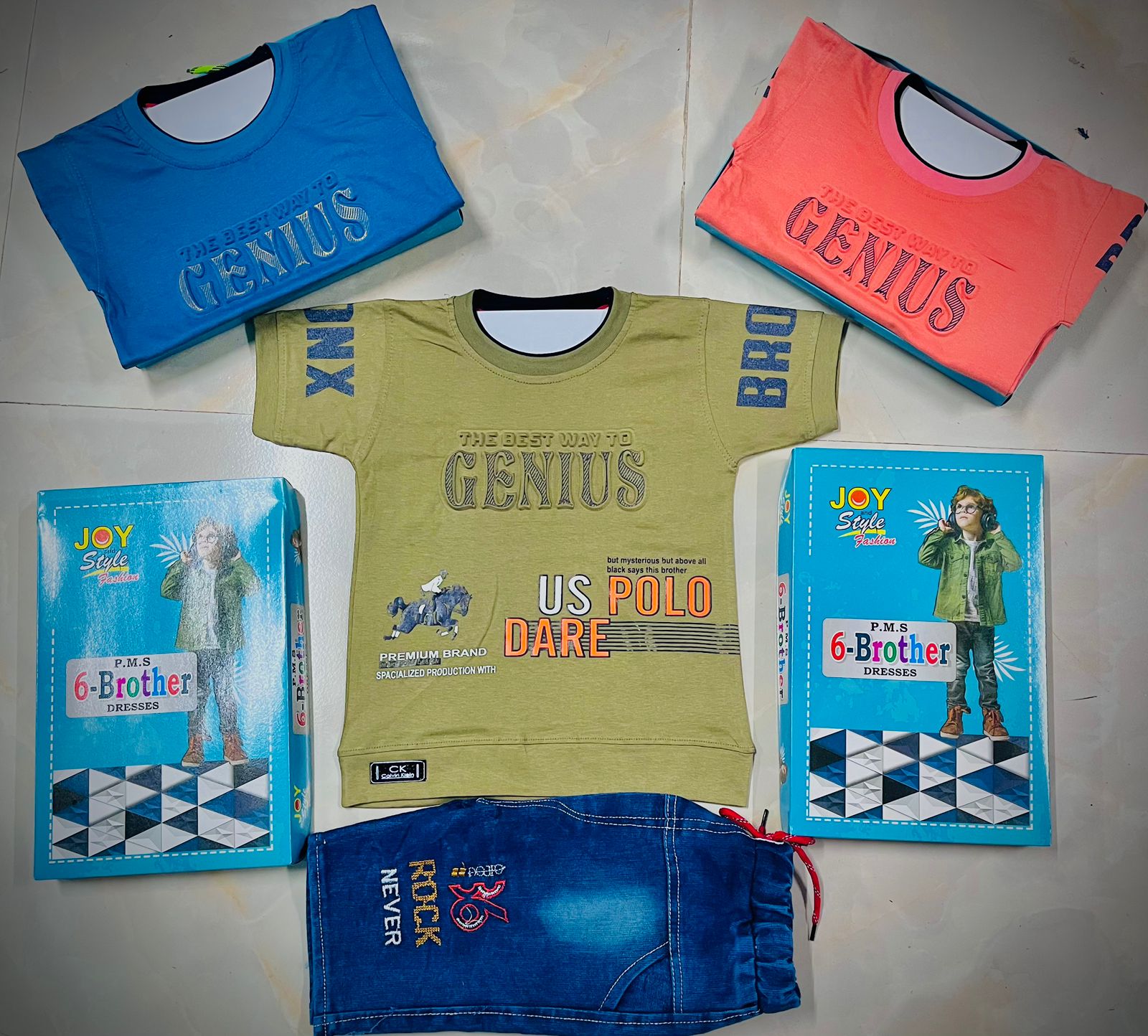 T-Shirt & Denim Shorts Set of 6 pieces