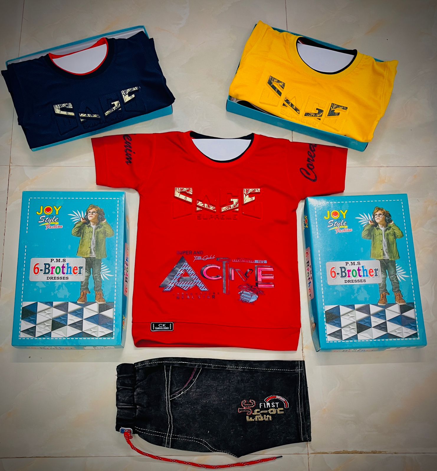 Stylish Summer T-Shirt & Shorts Set of 6 pieces