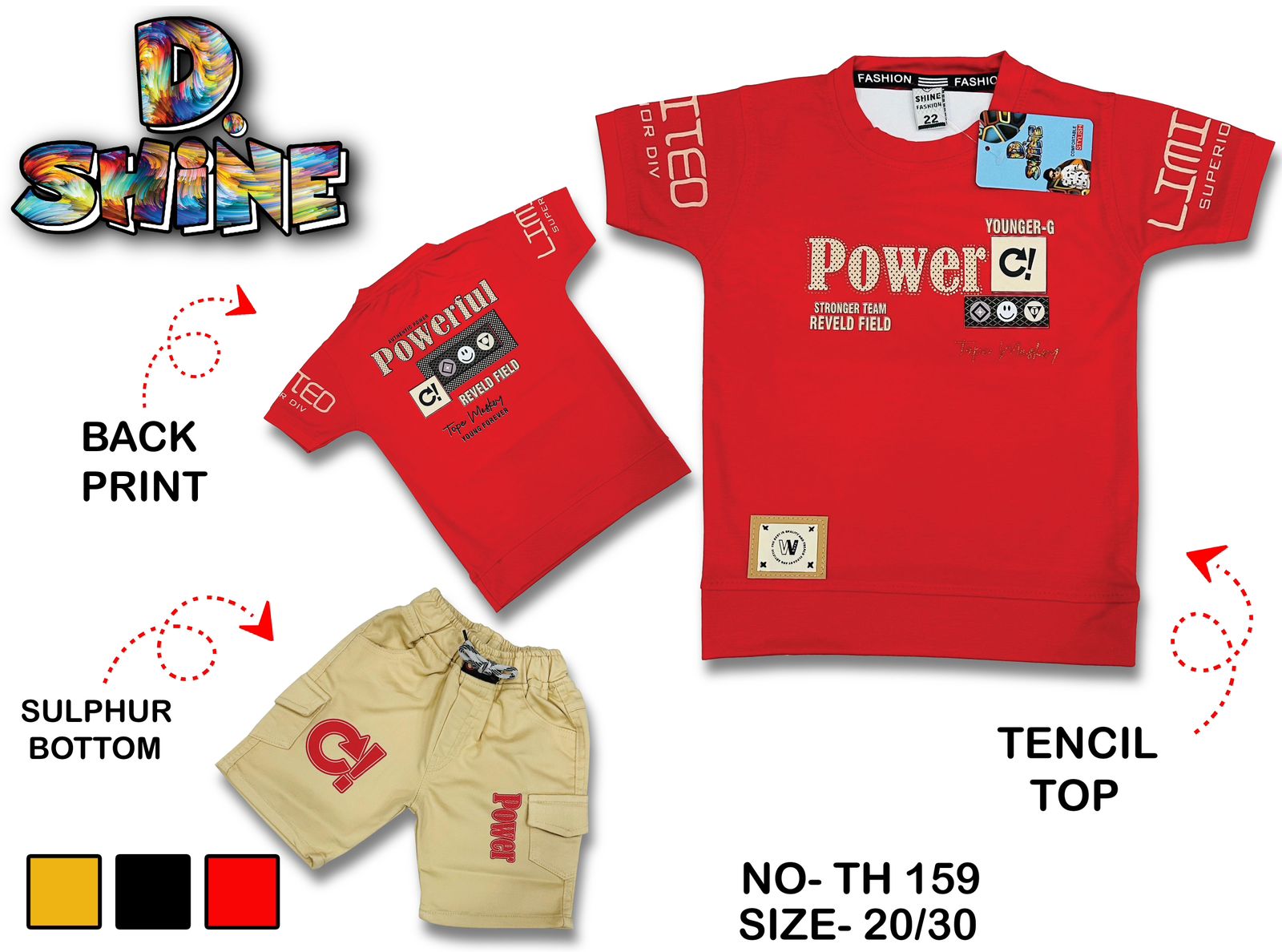 BABY KIDS BOYS T-SHIRT WITH SHORTS SET OF 6 PIECES[3 COLOR]