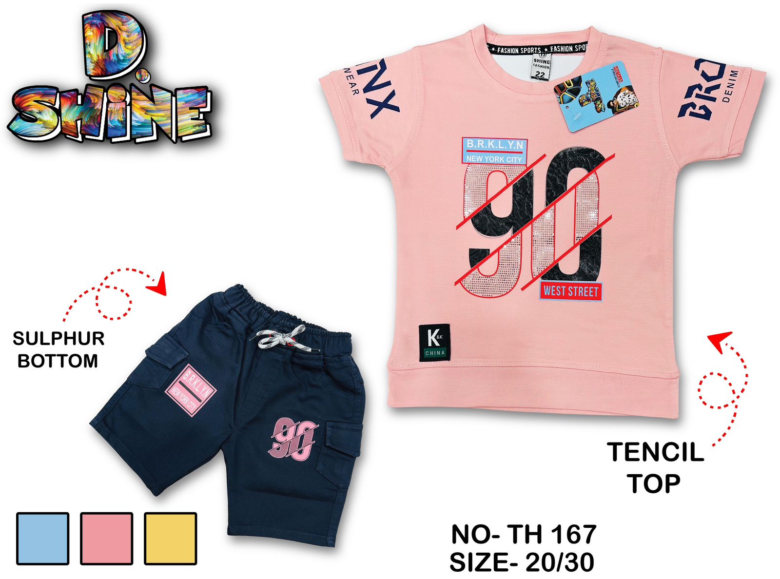 Baby Kids' Boys Tencel Tshirt & Sulphur Bottom Set Of 6 Pieces[3 COLOR]