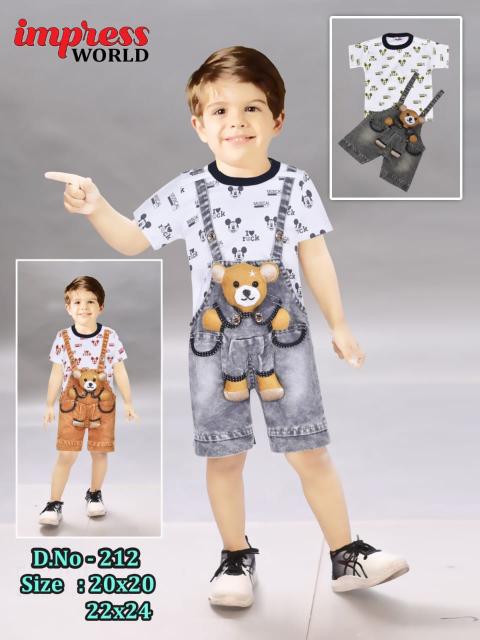Boys Denim Dungaree and Cartoon T-shirt Set of 6
