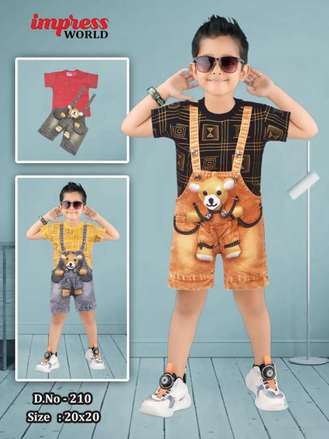 Teddy Dungaree Shorts Set for Baby Boys Set of 6 Pieces
