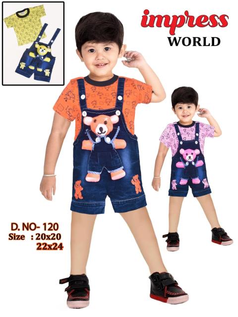 Boys Printed T-Shirt with Denim Teddy  Dungaree set of 6 piece