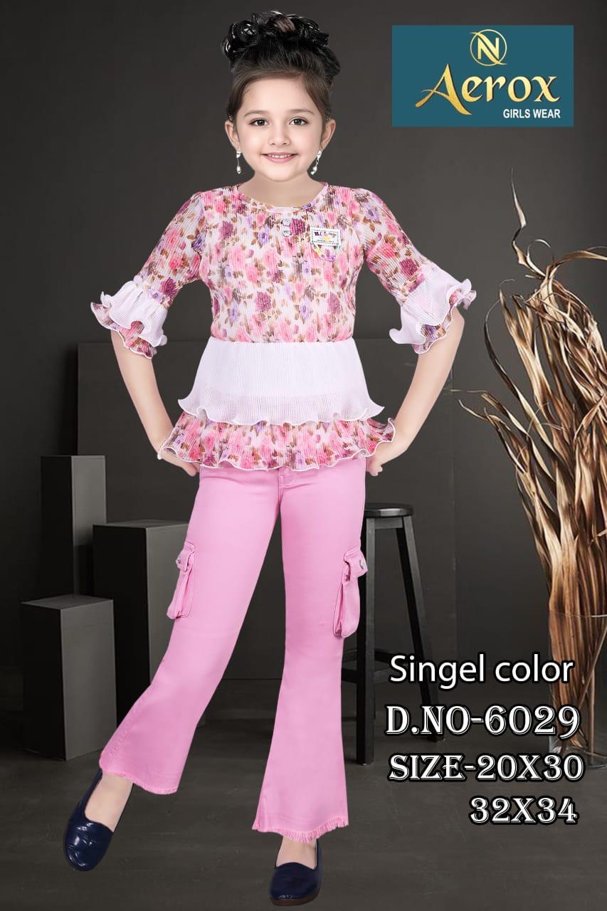 Baby Girl Pink Floral Top with Cargo Pants set of 6 pieces