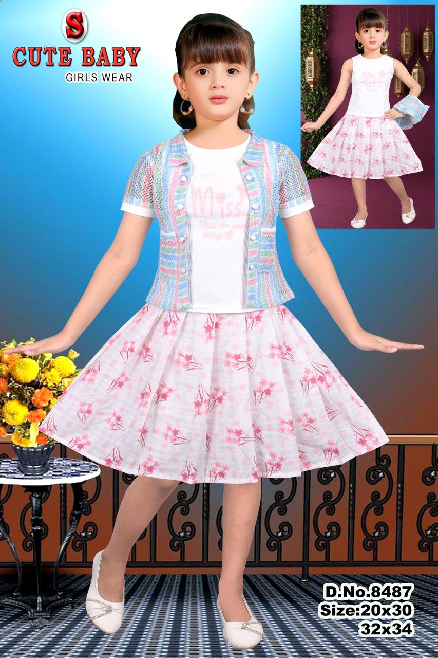 Baby Girl 3-Piece Skirt Set with Printed Top & Net Shrug set of 6 pieces