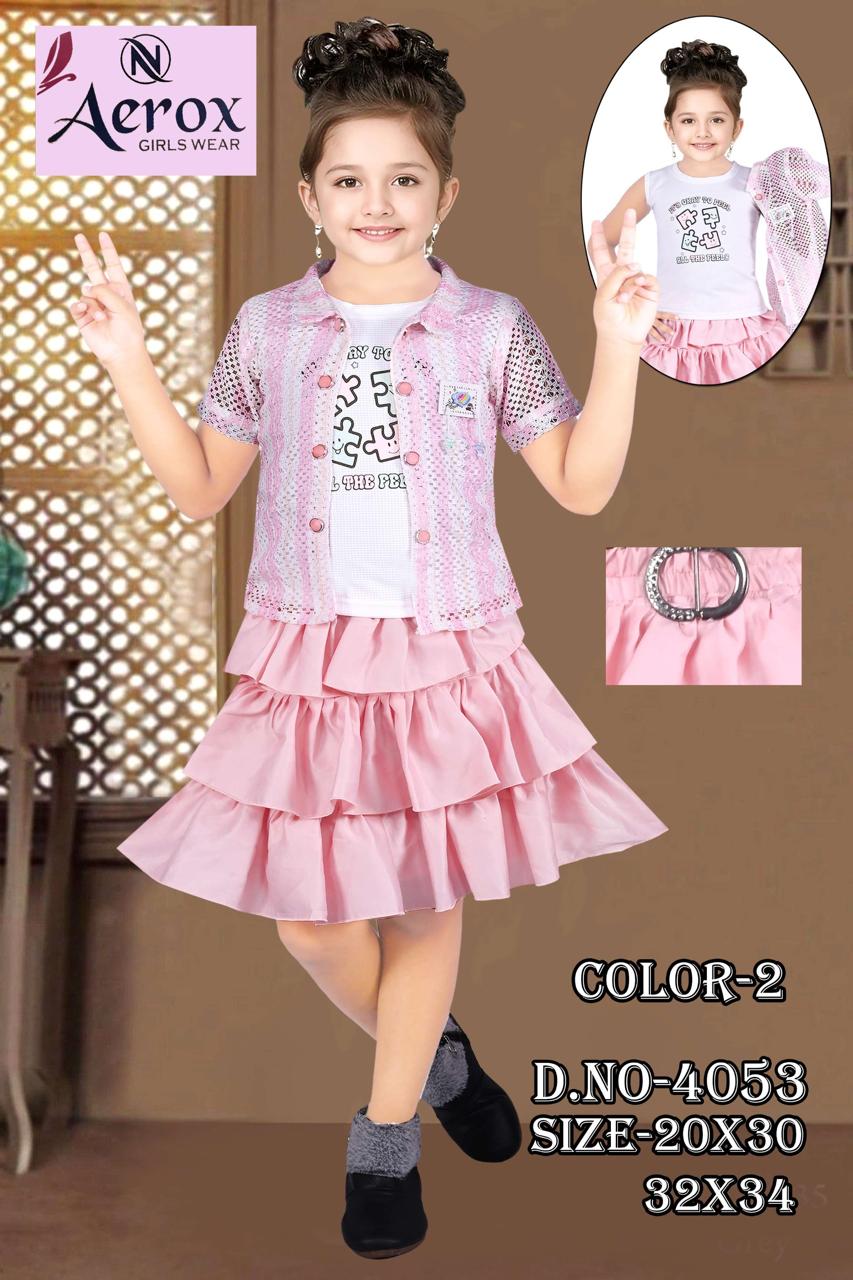 Baby Girl Pink Layered Skirt with Printed Top & Jacket Set of 6 pieces