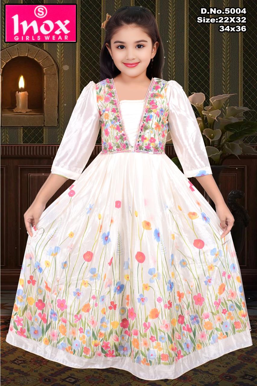 Girls' Floral Printed Gown Set of 6 Pieces