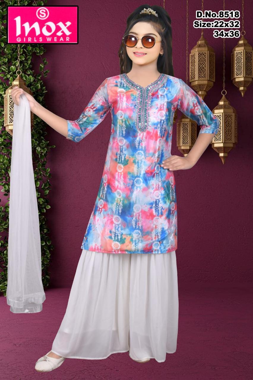 Girls' Kurta and Palazzo Set with Dupatta Set Of 6 Pieces