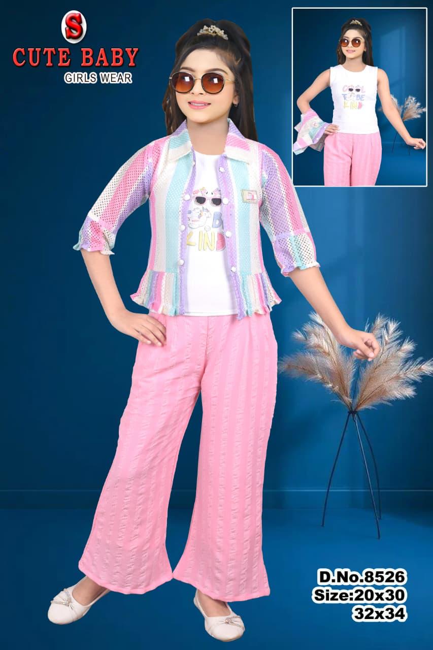 Kids Girls Three-Piece Top & Palazzo Set OF 6 PIECES