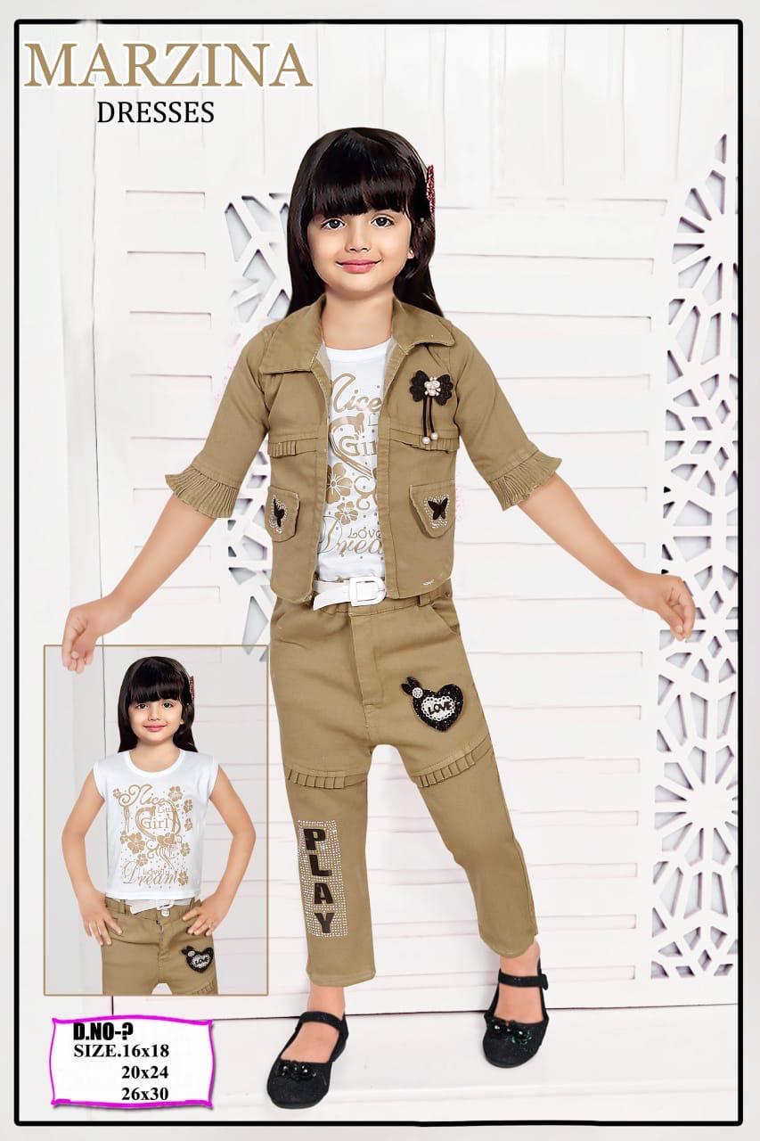 Girls 3-Piece Stylish Jacket, T-Shirt & Pant Set Embroidered set of 6 pieces