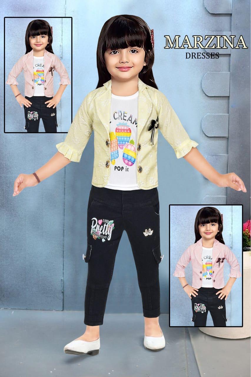 Blazer Set for Girls  3 Piece Outfit with Printed T-Shirt, Trendy Jacket &  Pants set of 6 pieces