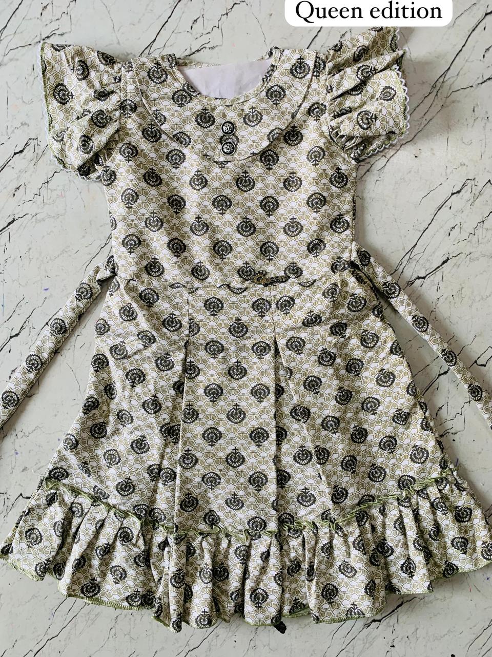 Modern Floral Print Frock with Belt Detail set of 6 piece