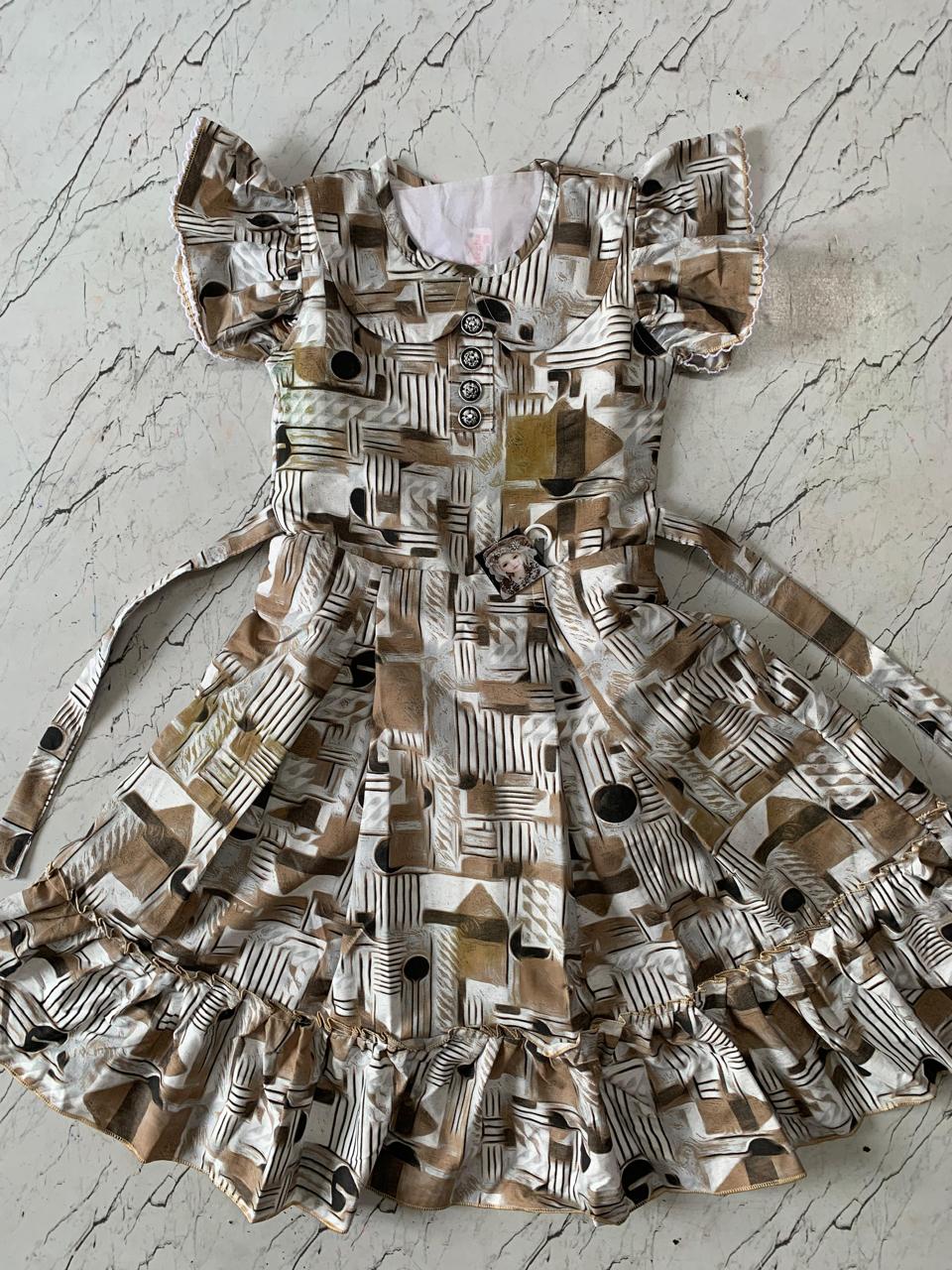 Modern Abstract Print Frock with Tie-Up Belt set of 6 piece
