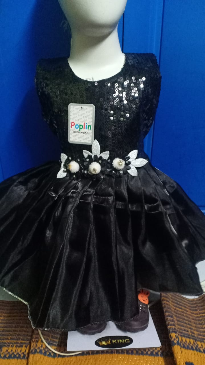 Black Sequined and Embroidered Frock for a Baby Girl Set of 6 pieces[3 COLOR]
