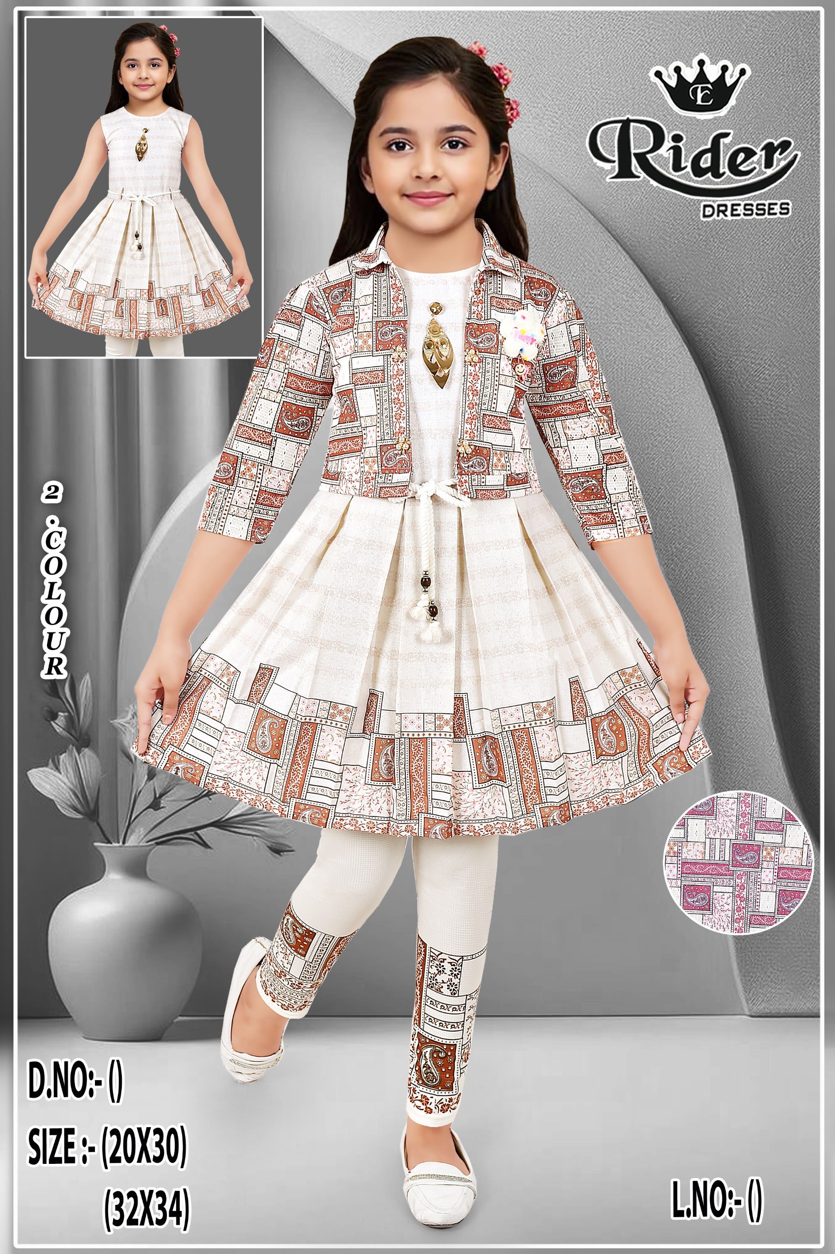 Stylish Pink Party Wear Frock with Printed Shrug & Leggings for Girls Set of 6 Pieces