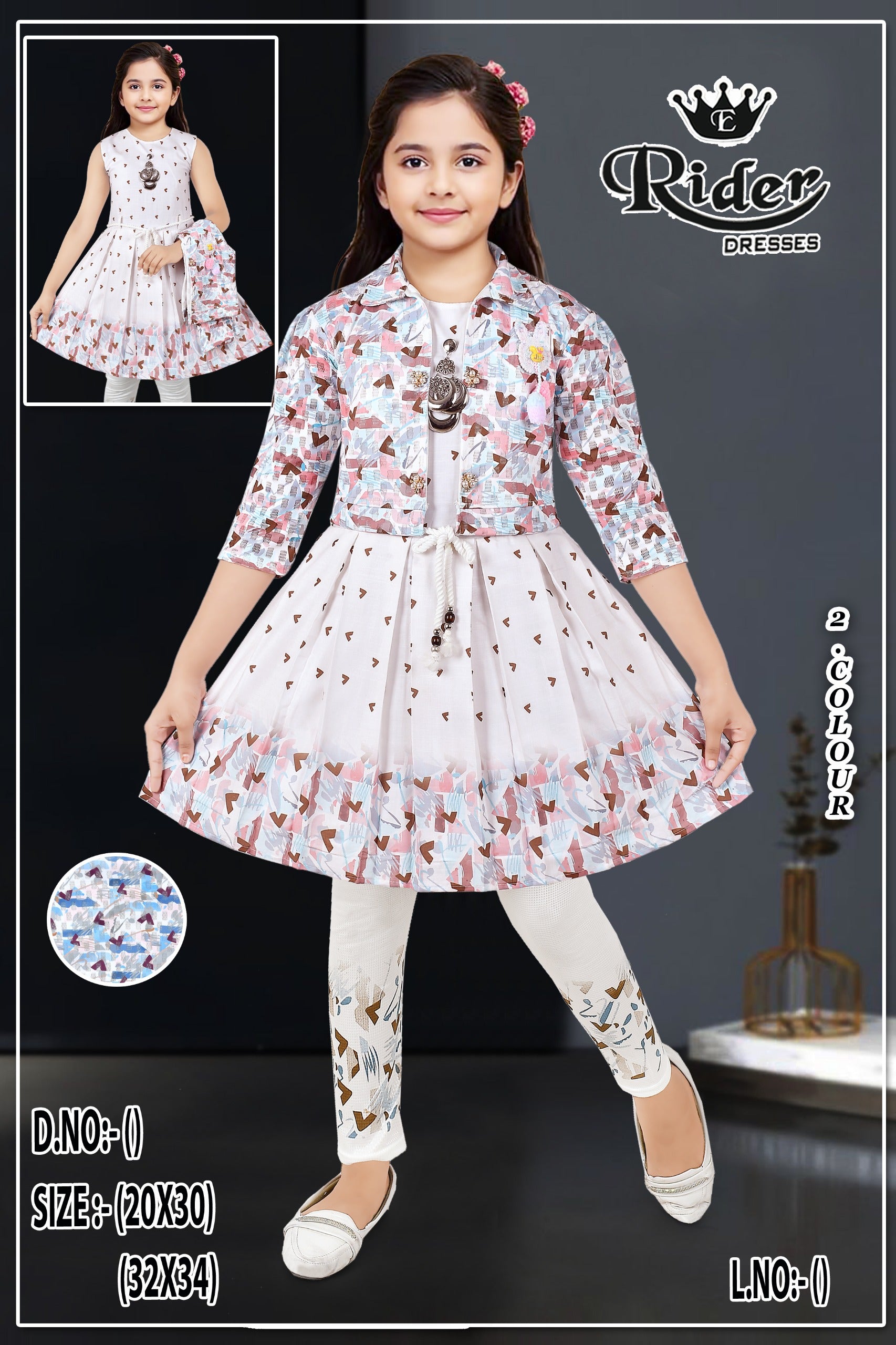 Stylish Pink Party Wear Frock with Printed Shrug & Leggings for Girls Set of 6 Pieces