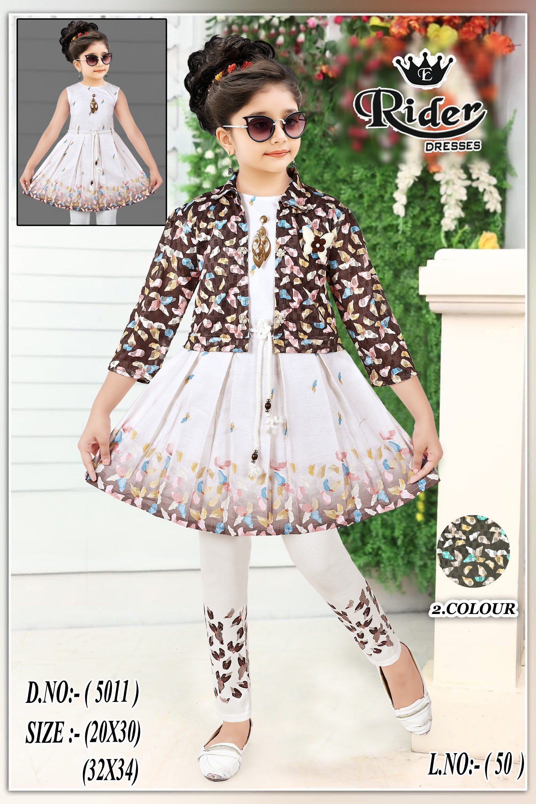 Stylish Pink Party Wear Frock with Printed Shrug & Leggings for Girls Set of 6 Pieces