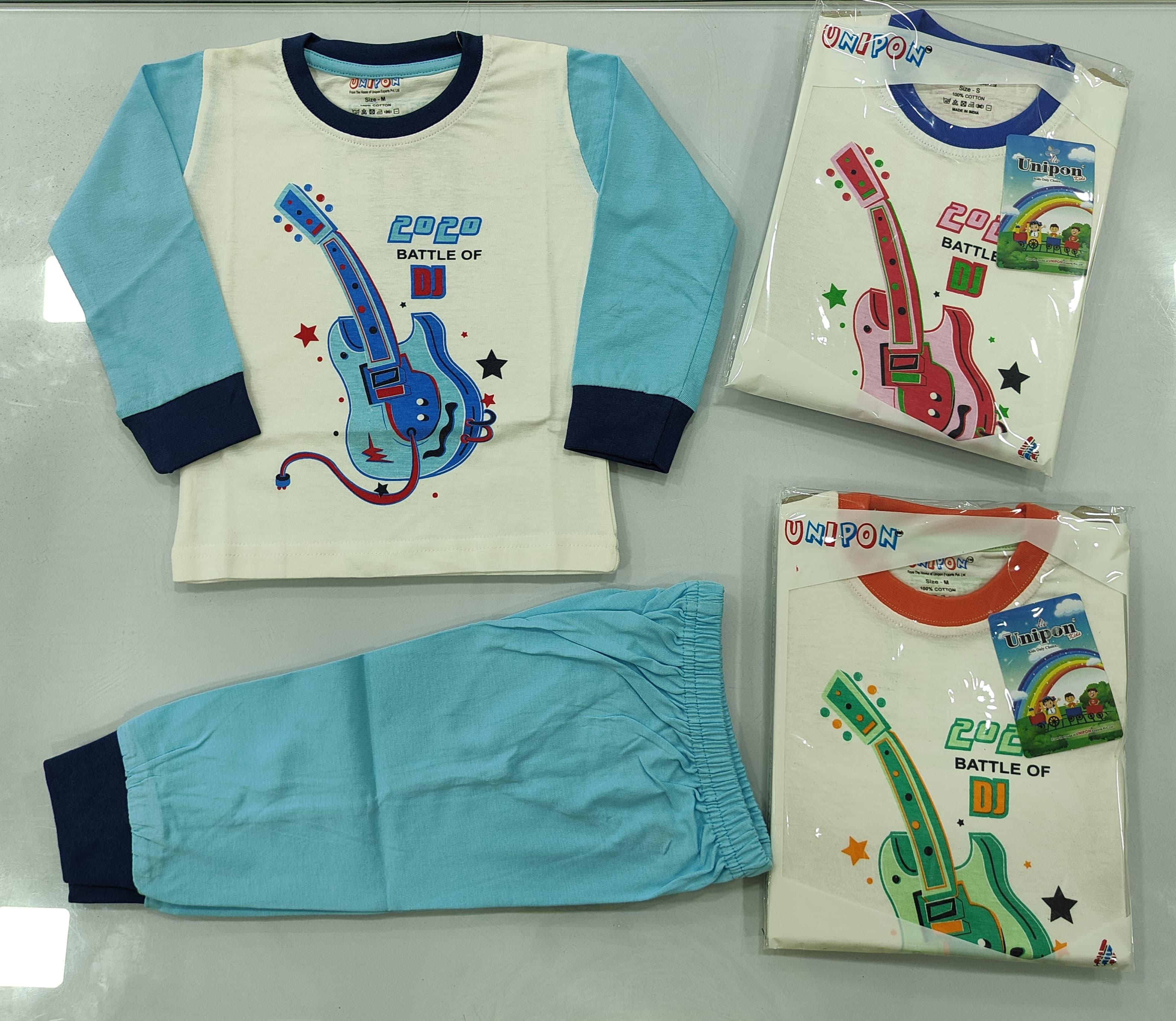 Guitar Print Full Sleeves T-Shirt & Pajama set of 6 pieces