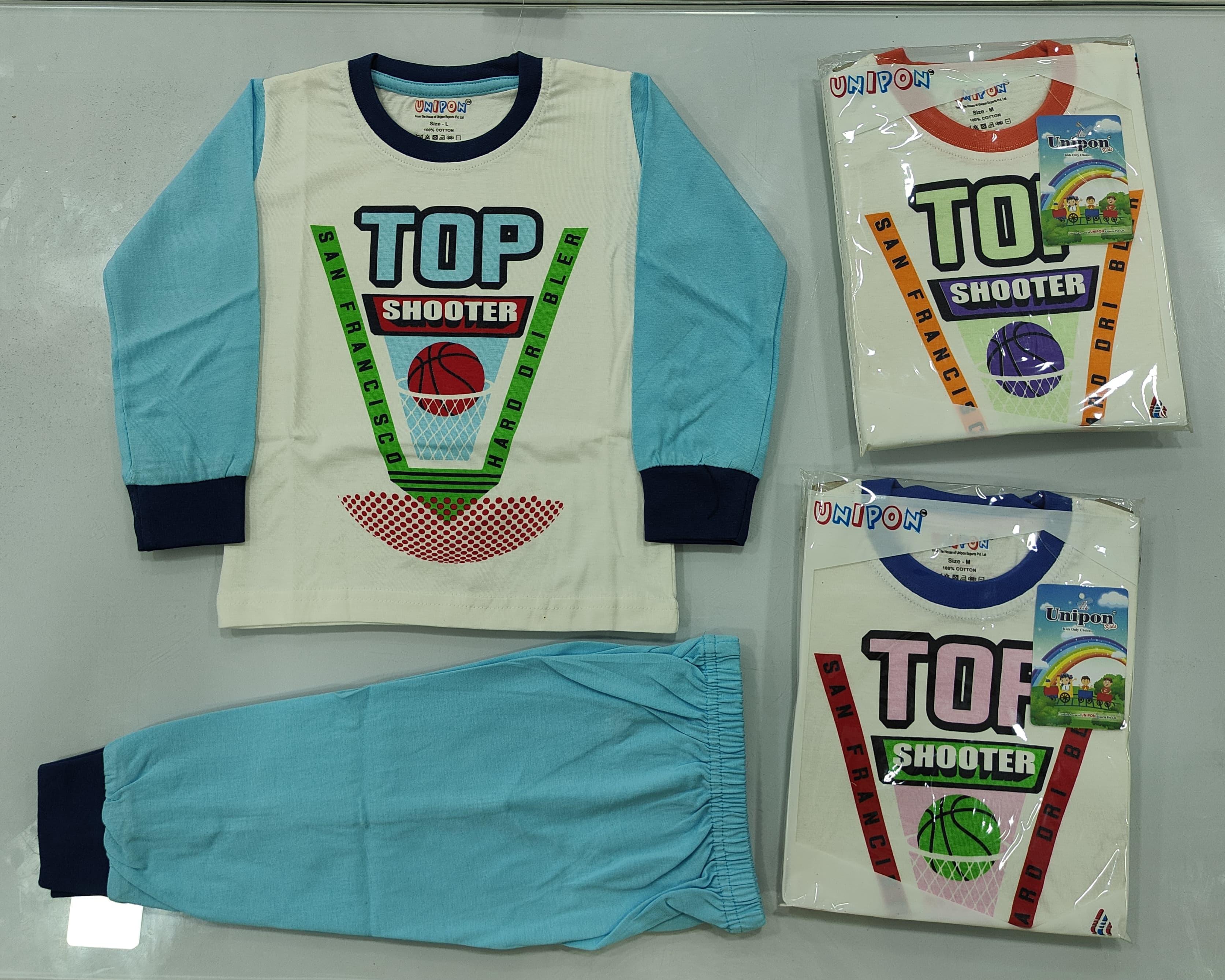 Cotton Night Suit Set of 3 Colors Print Full Sleeves T-Shirt & Pajama set of 6 pieces